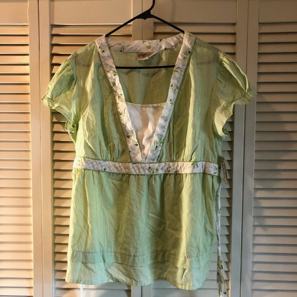 Vintage DCC Misty Large Green & White Blouse - Picture 2 of 8